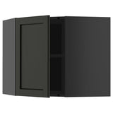 METOD corner wall cabinet with shelves, black-grey/Lerhyttan black stained, 68x60 cm