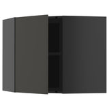 METOD corner wall cabinet with shelves, black-grey/Nickebo matt anthracite, 68x60 cm