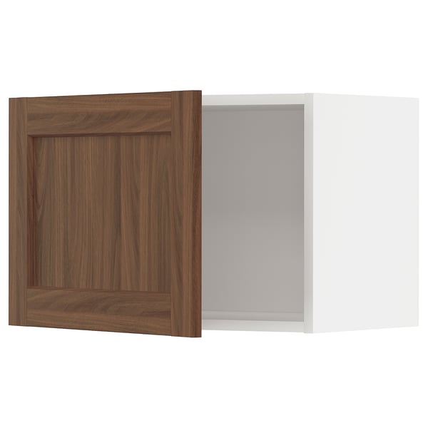 METOD wall cabinet, white Enköping/brown walnut effect, 60x40 cm