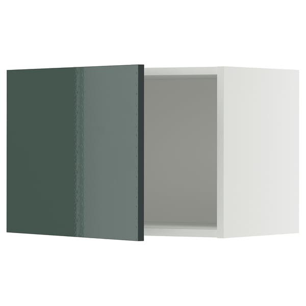 METOD wall cabinet, white/Kallarp high-gloss dark grey-green, 60x40 cm