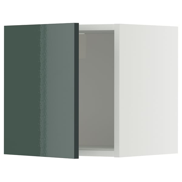 METOD wall cabinet, white/Kallarp high-gloss dark grey-green, 40x40 cm