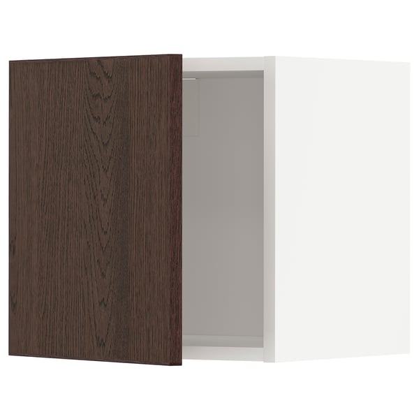 METOD wall cabinet, white/Sinarp brown, 40x40 cm