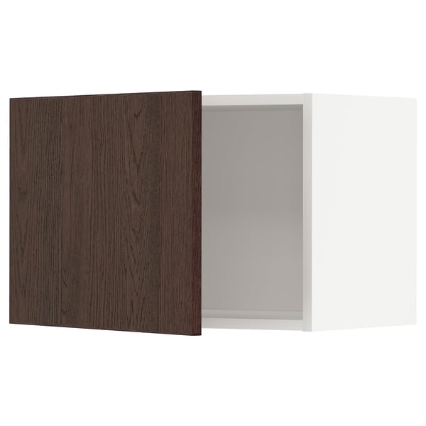 METOD wall cabinet, white/Sinarp brown, 60x40 cm