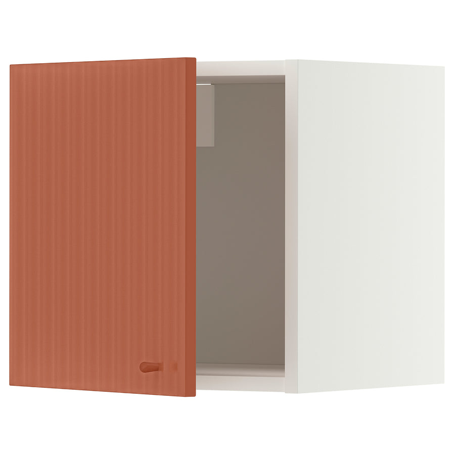 METOD wall cabinet, white/Terrsjö red-brown wave pattern, 40.0x40.0x38.6 cm