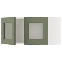 METOD wall cabinet with 2 glass doors, white/Axstad grey-green, 80x40 cm