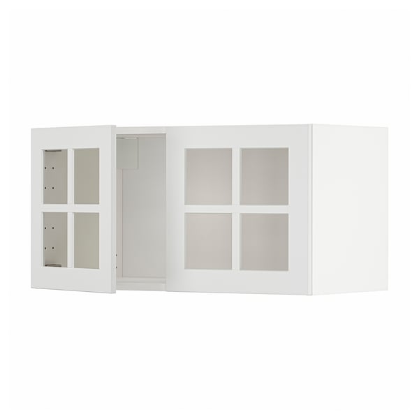 METOD wall cabinet with 2 glass doors, white/Stensund white, 80x40 cm