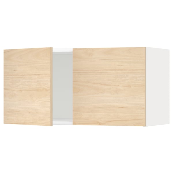 METOD wall cabinet with 2 doors, white/Askersund light ash effect, 80x40 cm