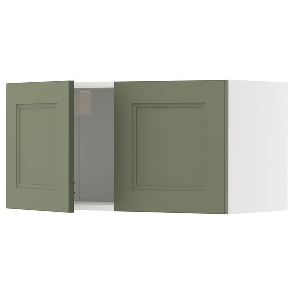 METOD wall cabinet with 2 doors, white/Axstad grey-green, 80x40 cm
