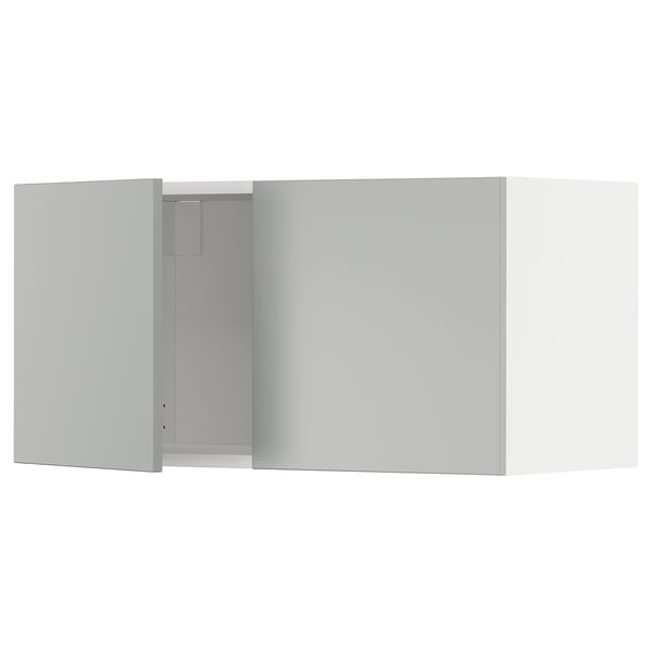 METOD wall cabinet with 2 doors, white/Havstorp light grey, 80x40 cm