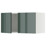 METOD wall cabinet with 2 doors, white/Kallarp high-gloss dark grey-green, 80x40 cm