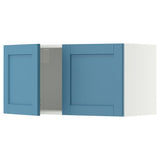 METOD wall cabinet with 2 doors, white/Lerhyttan blue, 80x40 cm