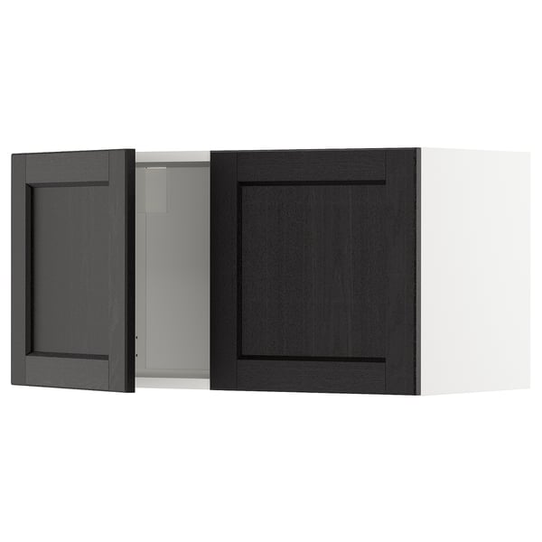 METOD wall cabinet with 2 doors, white/Lerhyttan black stained, 80x40 cm