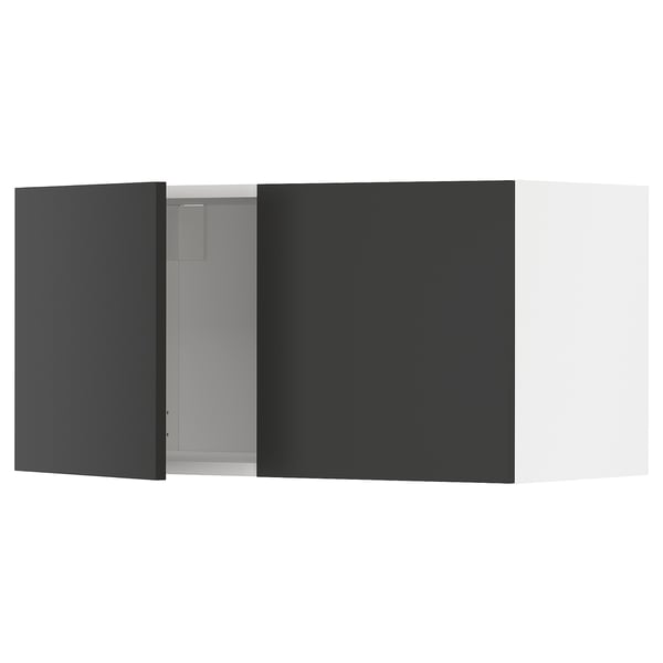 METOD wall cabinet with 2 doors, white/Nickebo matt anthracite, 80x40 cm