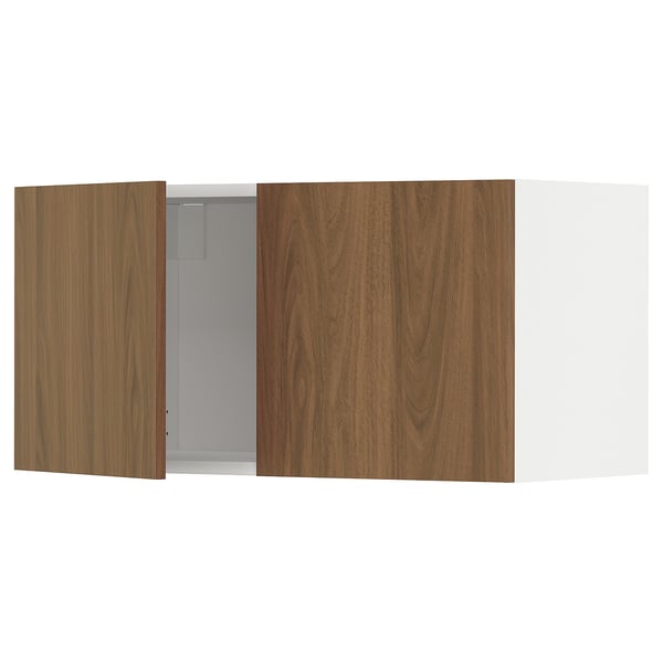 METOD wall cabinet with 2 doors, white/Tistorp brown walnut effect, 80x40 cm