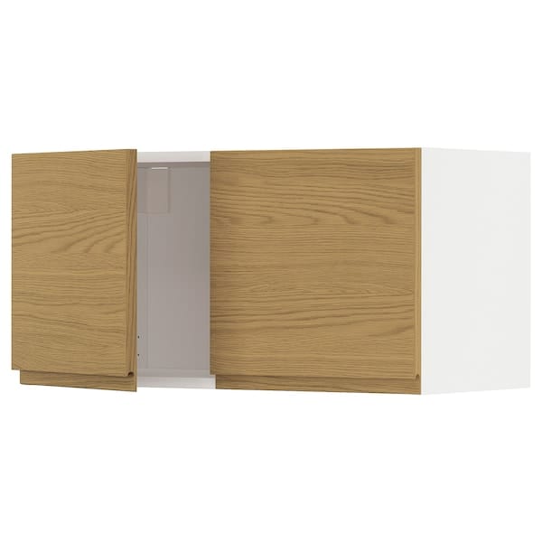 Ikea METOD - Wall cabinet with 2 doors, white/Voxtorp oak effect, 80x40 cm