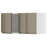 METOD wall cabinet with 2 doors, white/Voxtorp high-gloss dark grey-brown, 80x40 cm