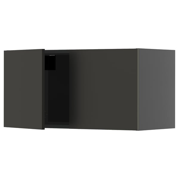 METOD wall cabinet with 2 doors, black-grey/Nickebo matt anthracite, 80x40 cm