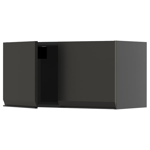 METOD wall cabinet with 2 doors, black-grey/Upplöv matt anthracite, 80x40 cm