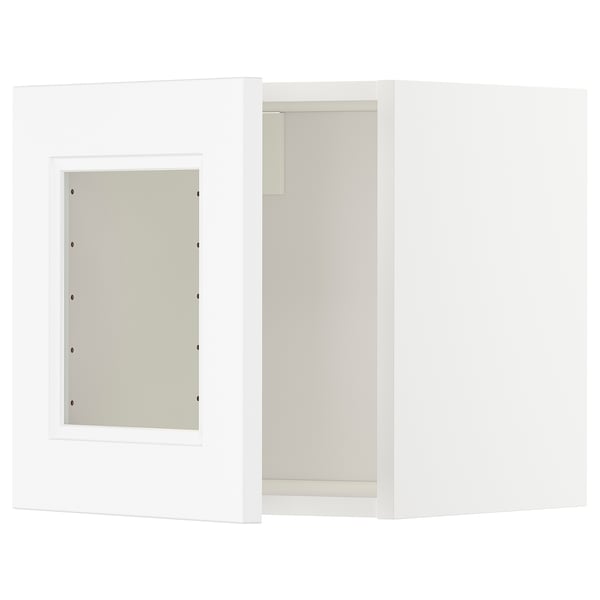 METOD wall cabinet with glass door, white/Axstad matt white, 40x40 cm