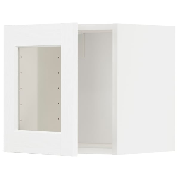METOD wall cabinet with glass door, white Enköping/white wood effect, 40x40 cm