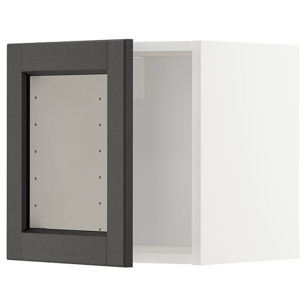 METOD wall cabinet with glass door, white/Lerhyttan black stained, 40x40 cm