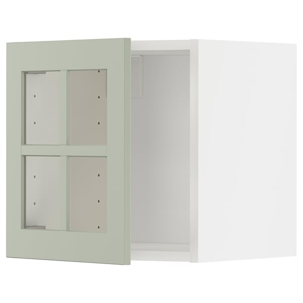 METOD wall cabinet with glass door, white/Stensund light green, 40x40 cm