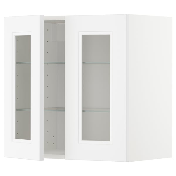 METOD wall cabinet w shelves/2 glass drs