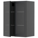 METOD wall cabinet w shelves/2 glass drs, black-grey/Hejsta anthracite reeded glass, 60x80 cm