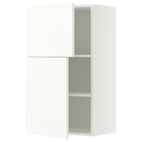 METOD wall cabinet with shelves/2 doors, white/Aspudden matt white, 60x100 cm