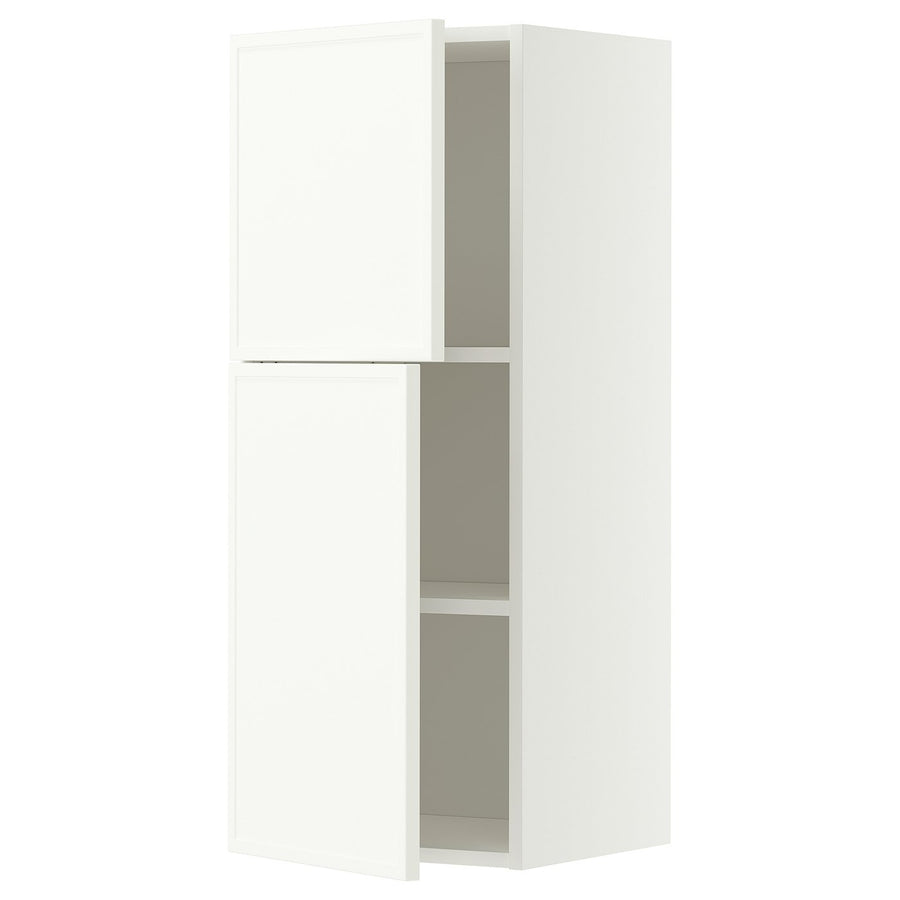 METOD wall cabinet with shelves/2 doors, white/Aspudden matt white, 40x100 cm