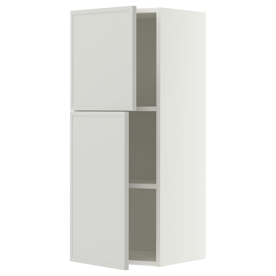 METOD wall cabinet with shelves/2 doors, white/Aspudden light grey, 40x100 cm