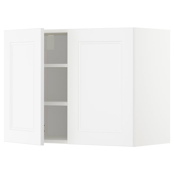 METOD wall cabinet with shelves/2 doors, white/Axstad matt white, 80x60 cm