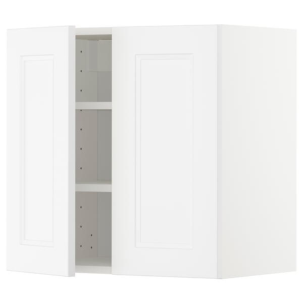 METOD wall cabinet with shelves/2 doors, white/Axstad matt white, 60x60 cm