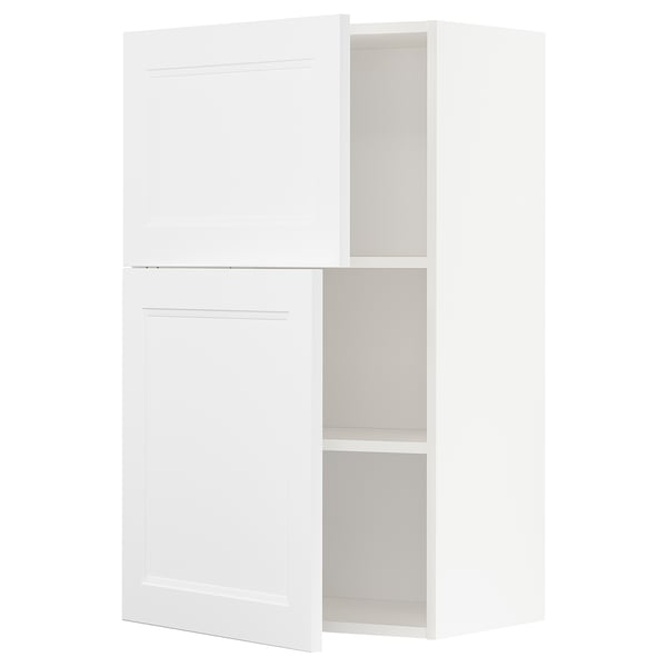 METOD wall cabinet with shelves/2 doors, white/Axstad matt white, 60x100 cm