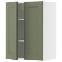 METOD wall cabinet with shelves/2 doors, white/Axstad grey-green, 60x80 cm