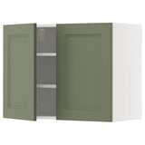 METOD wall cabinet with shelves/2 doors, white/Axstad grey-green, 80x60 cm