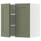 METOD wall cabinet with shelves/2 doors, white/Axstad grey-green, 60x60 cm