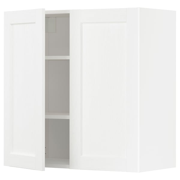 METOD wall cabinet with shelves/2 doors, white Enköping/white wood effect, 80x80 cm