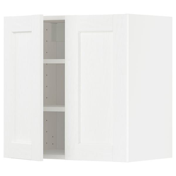METOD wall cabinet with shelves/2 doors, white Enköping/white wood effect, 60x60 cm