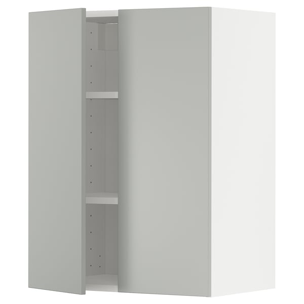 Ikea METOD - Wall cabinet with shelves/2 doors, white/Havstorp light grey, 60x80 cm