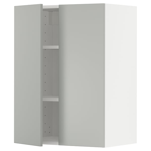 METOD wall cabinet with shelves/2 doors, white/Havstorp light grey, 60x80 cm