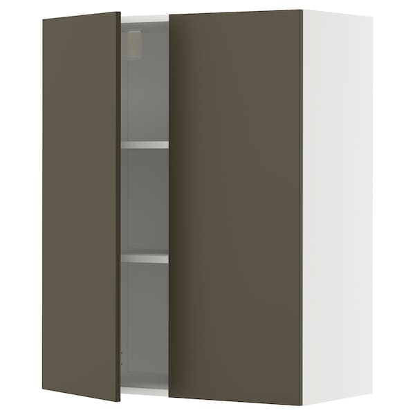 Ikea METOD - Wall cabinet with shelves/2 doors, white/Havstorp brown-beige, 80x100 cm