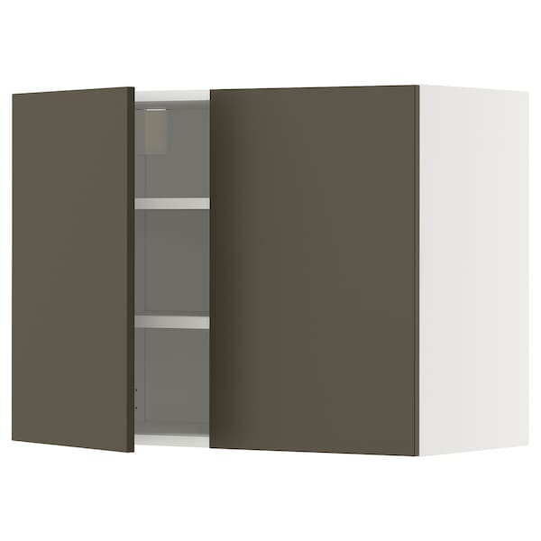 Ikea METOD - Wall cabinet with shelves/2 doors, white/Havstorp brown-beige, 80x60 cm