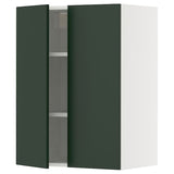 METOD wall cabinet with shelves/2 doors, white/Havstorp deep green, 60x80 cm