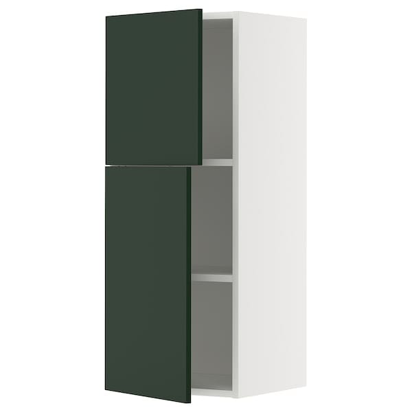 Ikea METOD - Wall cabinet with shelves/2 doors, white/Havstorp deep green, 40x100 cm