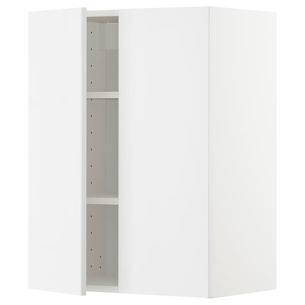 METOD wall cabinet with shelves/2 doors, white/Ringhult white, 60x80 cm