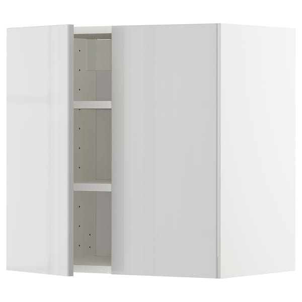 Ikea METOD - Wall cabinet with shelves/2 doors, white/Ringhult light grey, 60x60 cm