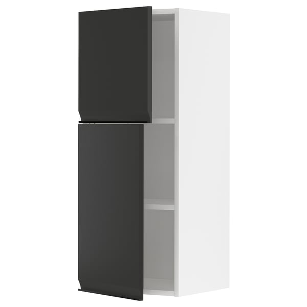 METOD wall cabinet with shelves/2 doors, white/Upplöv matt anthracite, 40x100 cm