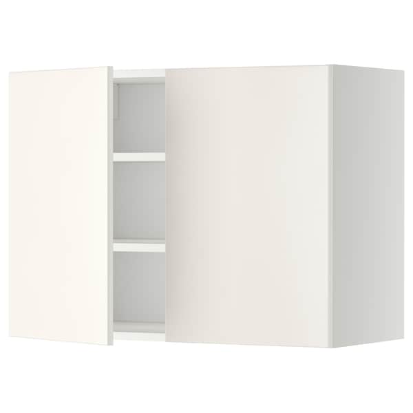 Ikea METOD - Wall cabinet with shelves/2 doors, white/Veddinge white, 80x60 cm