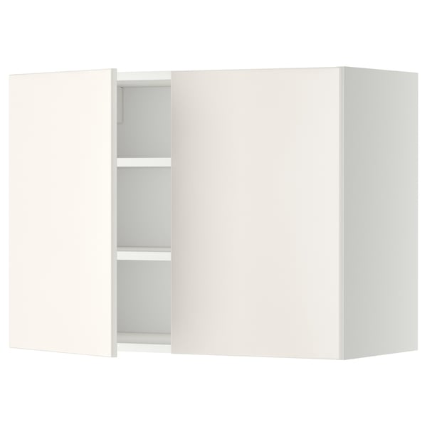 METOD wall cabinet with shelves/2 doors, white/Veddinge white, 80x60 cm